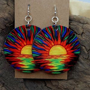 Baltic Birch sublimation wood earrings.